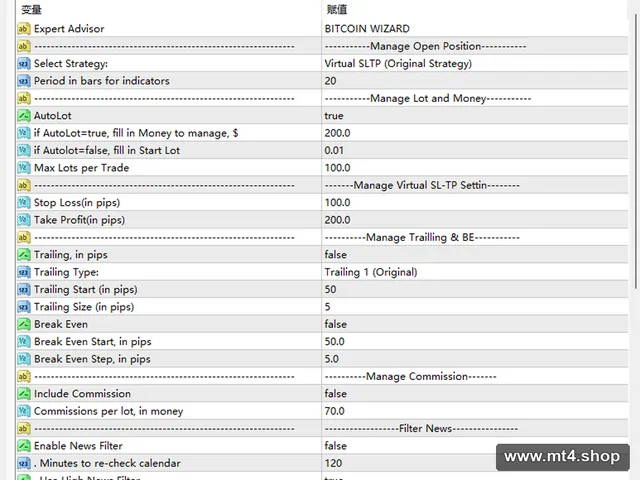 Bitcoin Wizard V3.10 EA