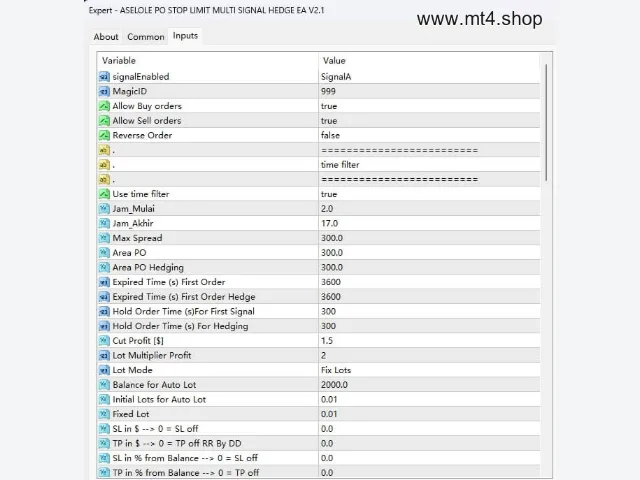 ASELOLE PO STOP LIMIT MULTI SIGNAL HEDGE EA V2.1 图片 3