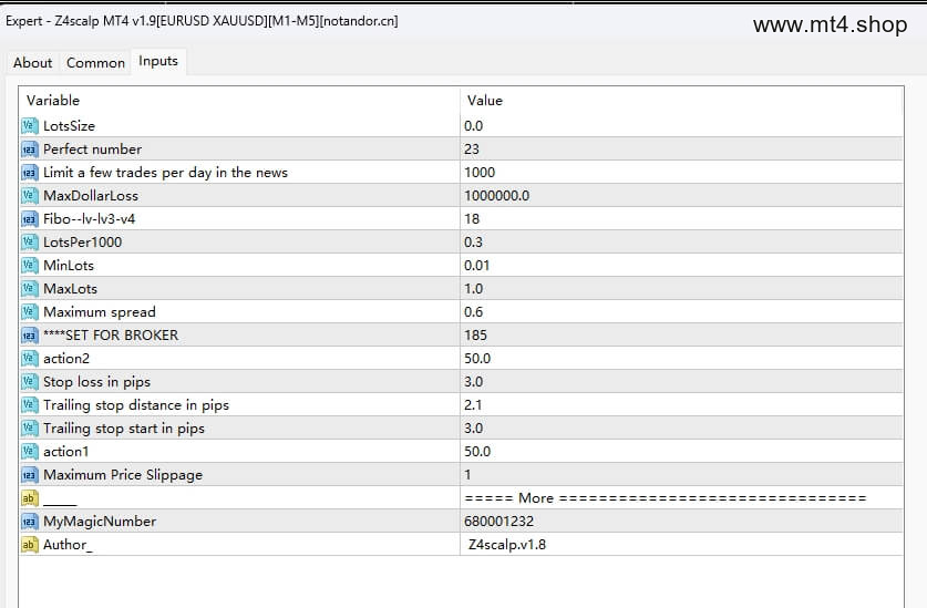 Z4scalp MT4 v1.9[EURUSD XAUUSD][M1-M5]