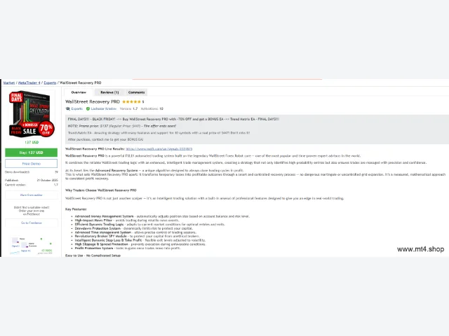 WallStreet Recovery PRO EA v1.7 图片 2