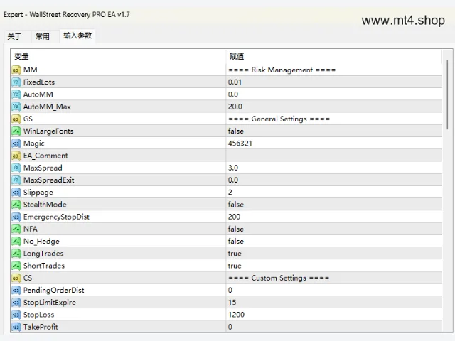 WallStreet Recovery PRO EA v1.7 图片 3