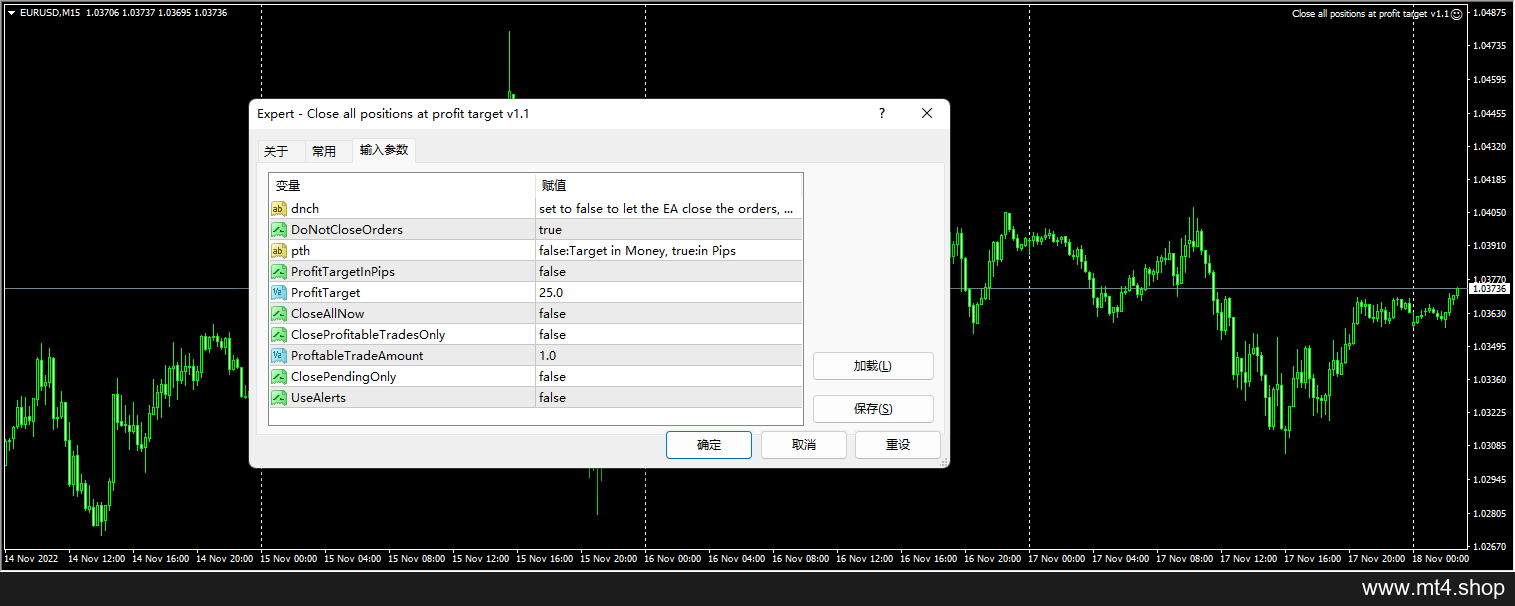 Close all positions at profit target v1.1 源码