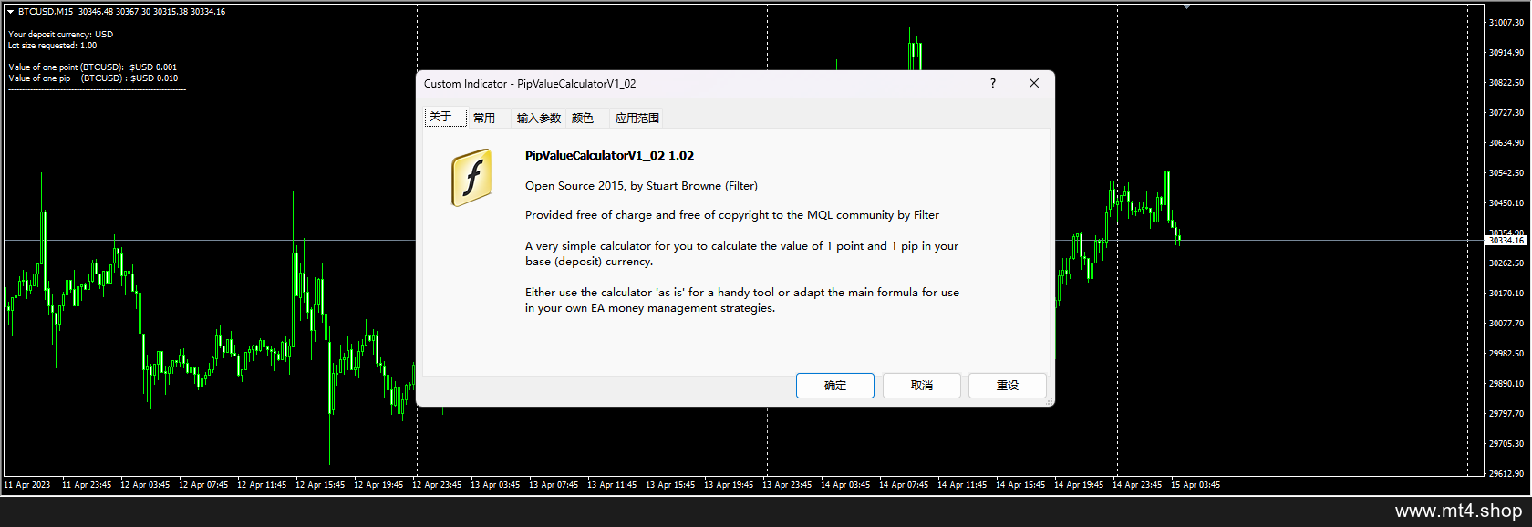 PipValueCalculatorV1_02 源码